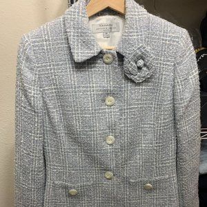 Blue and White Tweed Tahari Blazer